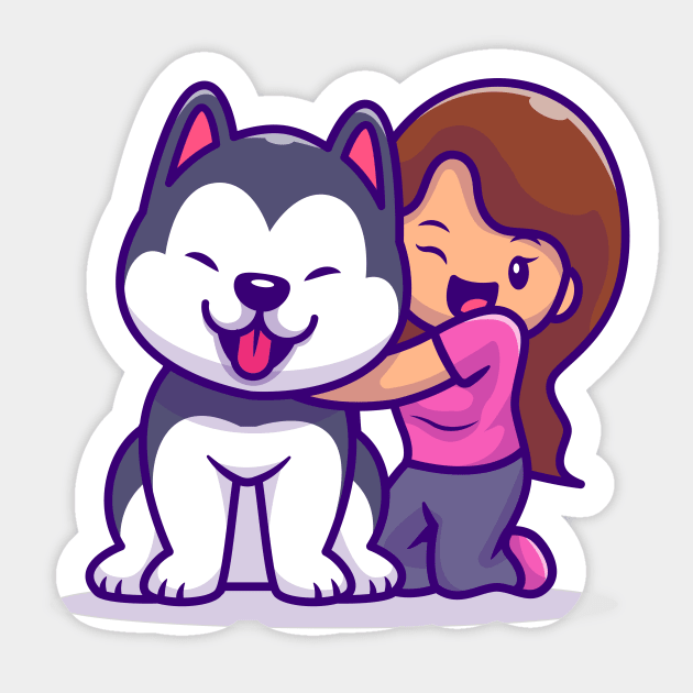 Cute Girl With Husky Dog Sticker by Catalyst Labs